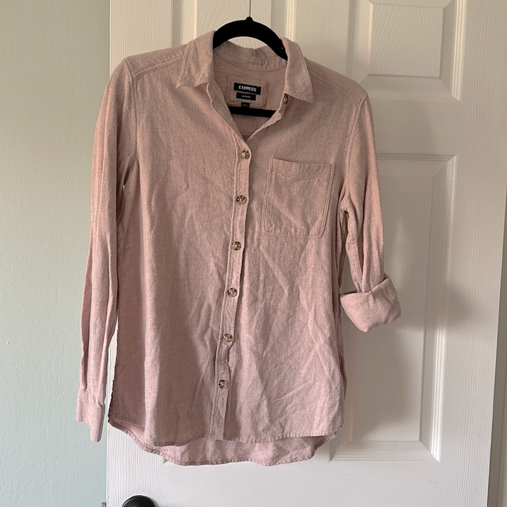 Express Rose Boyfriend Long Sleeve Shirt. Small. 100% cotton.